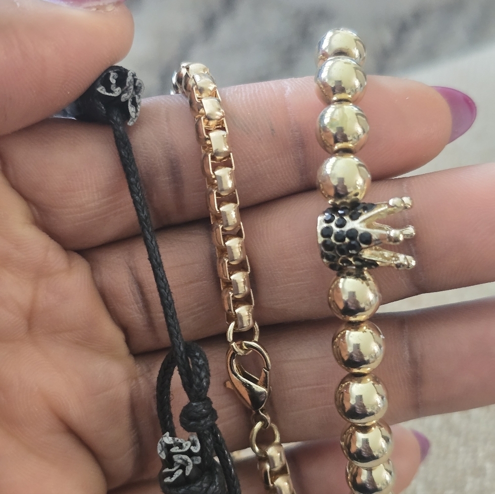 Macy's Black Gold Cross Bracelet Set Women New - Picture 5 of 7